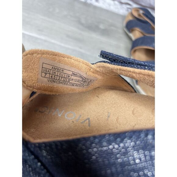 Vionic Amber Navy Blue Synthetic Adjustable Strappy Sandals Women Sz 7M US/37EU - Picture 10 of 16